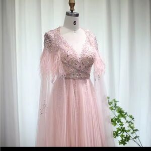 Elegant Pink Sequin Prom Dress